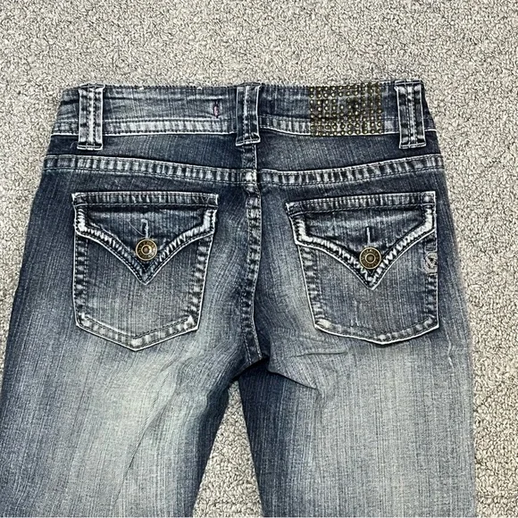 Vigoss Capri Studded Thick Stitch Distressed Jeans Womens Size 1 Blue - Picture 10 of 13